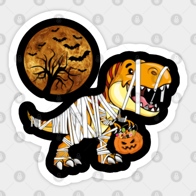 Dinosaur T rex Mummy Pumpkin - Dinosaur Halloween - Sticker | TeePublic